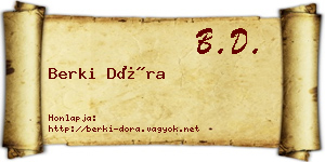 Berki Dóra névjegykártya